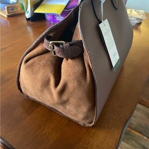 Elegant Brown Suede Women's Bag Italian leather